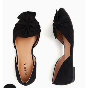 Torrid Black Faux Suede Twist Bow Dorsay Flats